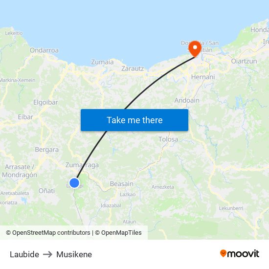 Laubide to Musikene map