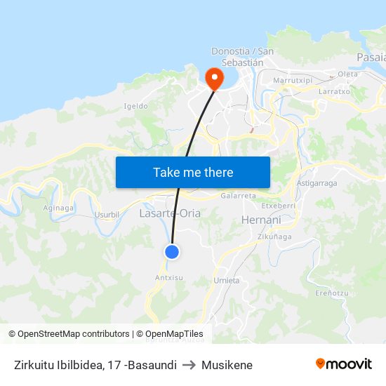 Zirkuitu Ibilbidea, 17 -Basaundi to Musikene map