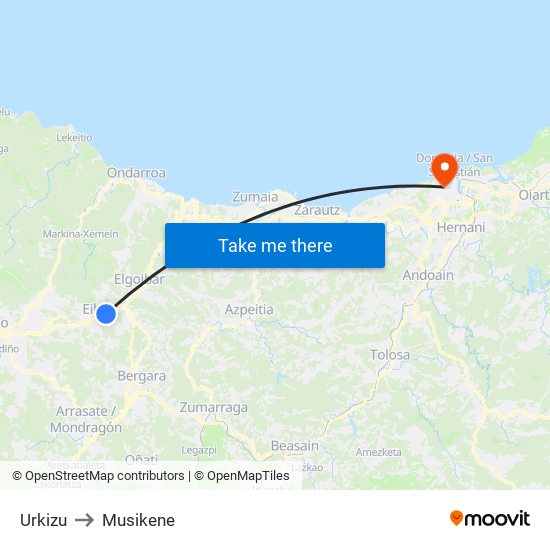 Urkizu to Musikene map