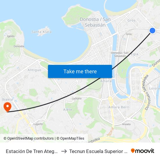 Estación De Tren Ategorrieta (Apd) to Tecnun Escuela Superior De Ingenieros map