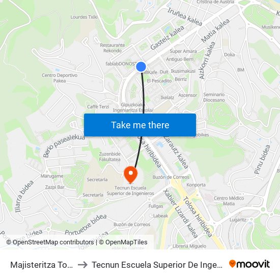 Majisteritza Tol 14 to Tecnun Escuela Superior De Ingenieros map