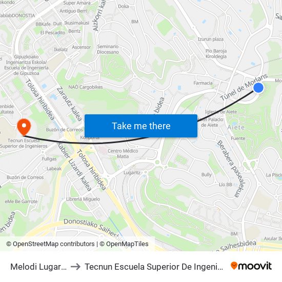 Melodi Lugaritz to Tecnun Escuela Superior De Ingenieros map
