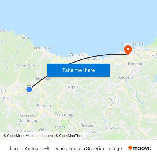 Tiburcio Anitua, 21 to Tecnun Escuela Superior De Ingenieros map
