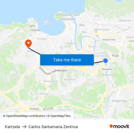 Kartzela to Carlos Santamaria Zentroa map