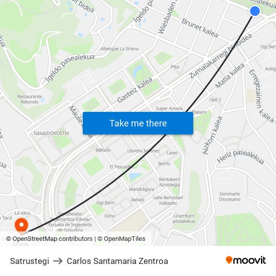 Satrustegi to Carlos Santamaria Zentroa map