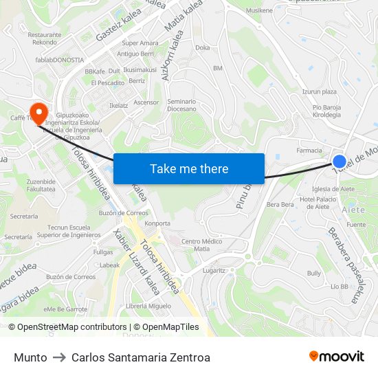 Munto to Carlos Santamaria Zentroa map