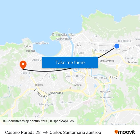 Caserio Parada 28 to Carlos Santamaria Zentroa map