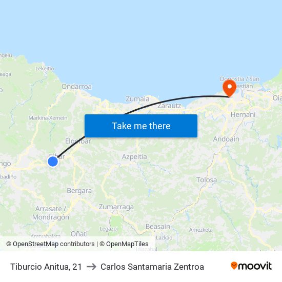 Tiburcio Anitua, 21 to Carlos Santamaria Zentroa map