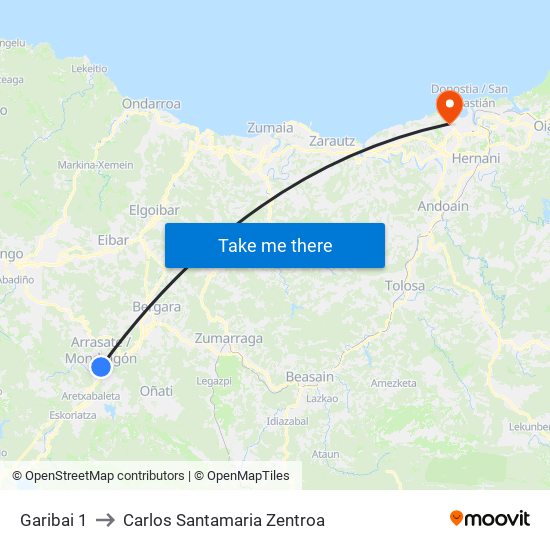 Garibai 1 to Carlos Santamaria Zentroa map