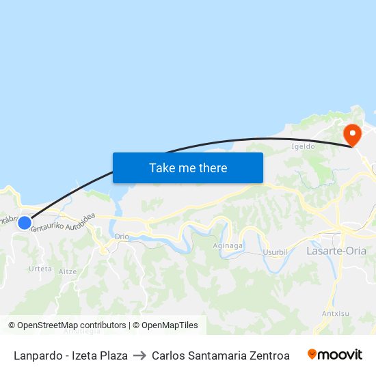 Lanpardo - Izeta Plaza to Carlos Santamaria Zentroa map