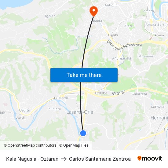 Kale Nagusia - Oztaran to Carlos Santamaria Zentroa map