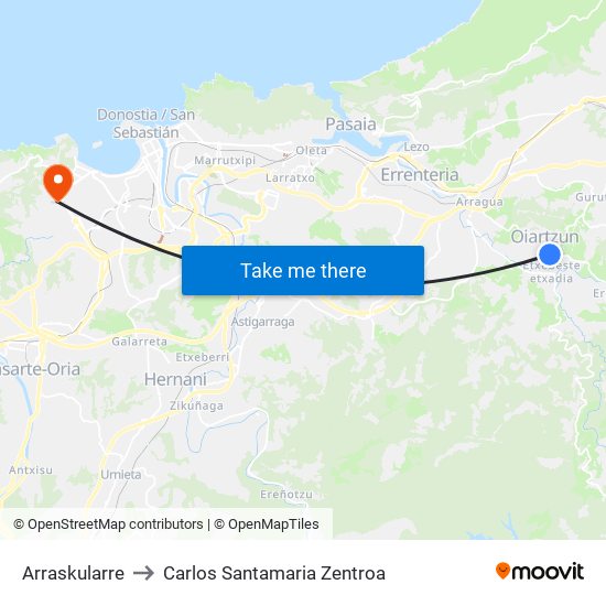 Arraskularre to Carlos Santamaria Zentroa map