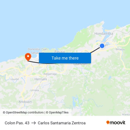 Colon Pas. 43 to Carlos Santamaria Zentroa map