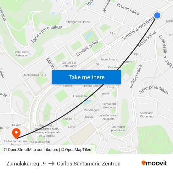 Zumalakarregi, 9 to Carlos Santamaria Zentroa map