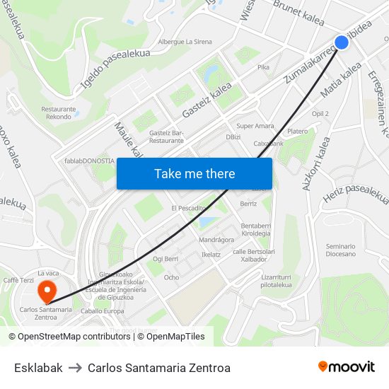 Esklabak to Carlos Santamaria Zentroa map