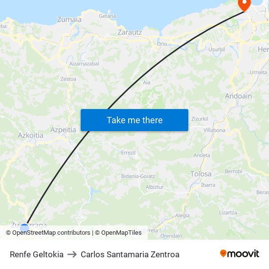 Renfe Geltokia to Carlos Santamaria Zentroa map