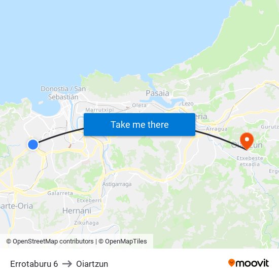Errotaburu 6 to Oiartzun map