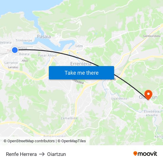 Renfe Herrera to Oiartzun map