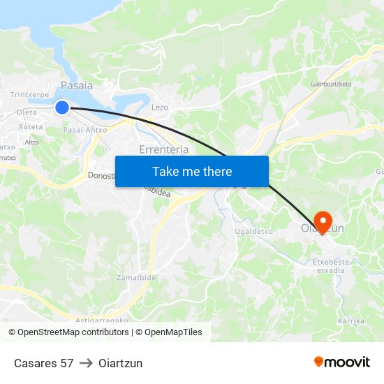 Casares 57 to Oiartzun map