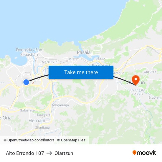 Alto Errondo 107 to Oiartzun map