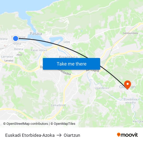 Euskadi Etorbidea-Azoka to Oiartzun map