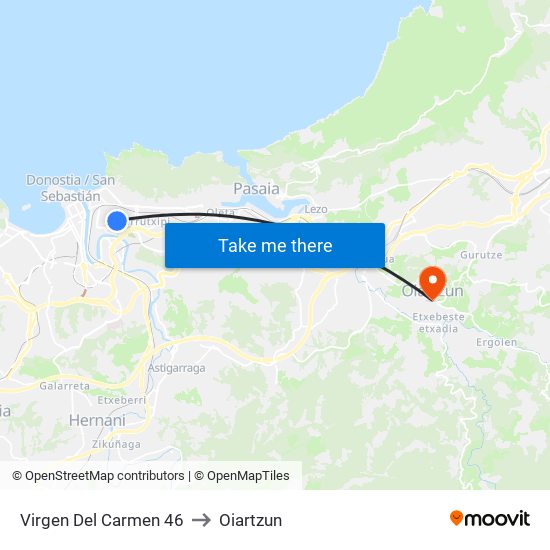 Virgen Del Carmen 46 to Oiartzun map