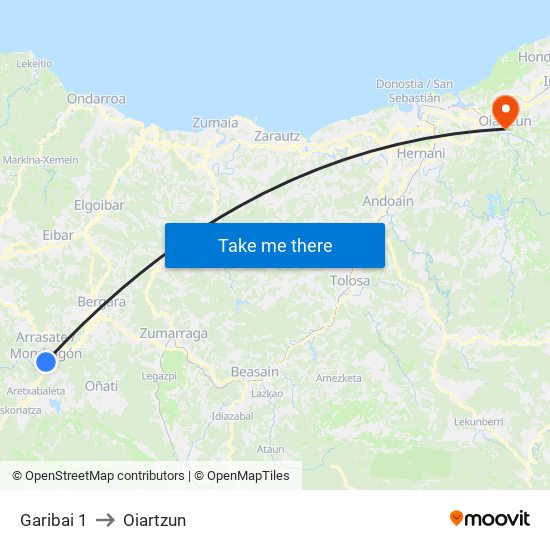 Garibai 1 to Oiartzun map