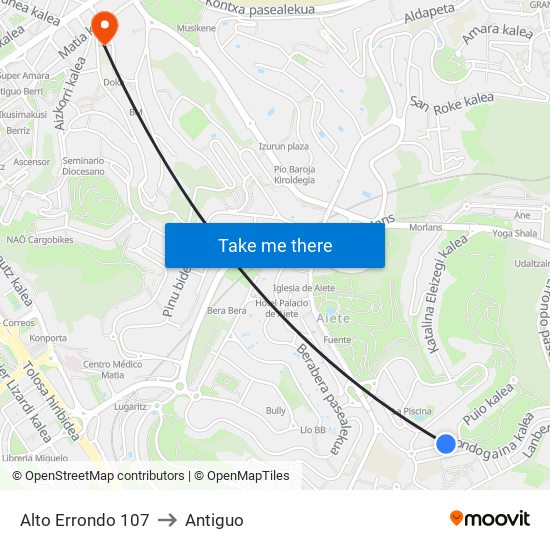 Alto Errondo 107 to Antiguo map