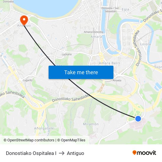 Donostiako Ospitalea I to Antiguo map