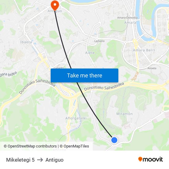 Mikeletegi 5 to Antiguo map