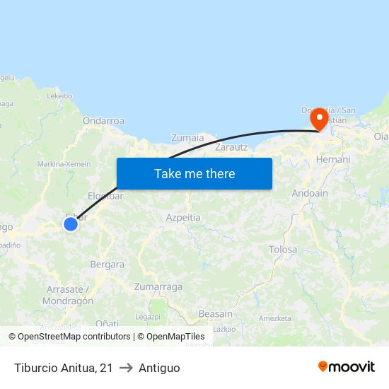 Tiburcio Anitua, 21 to Antiguo map