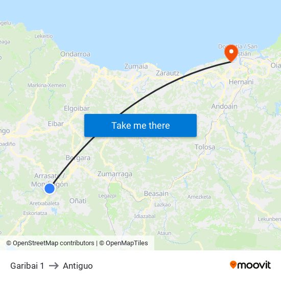 Garibai 1 to Antiguo map