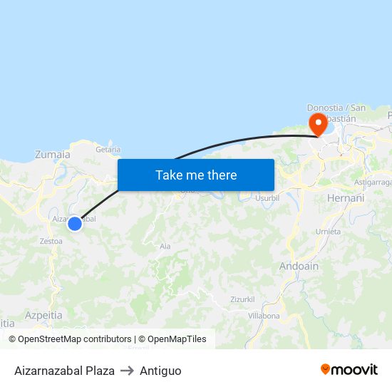 Aizarnazabal Plaza to Antiguo map