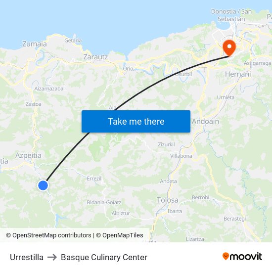 Urrestilla to Basque Culinary Center map