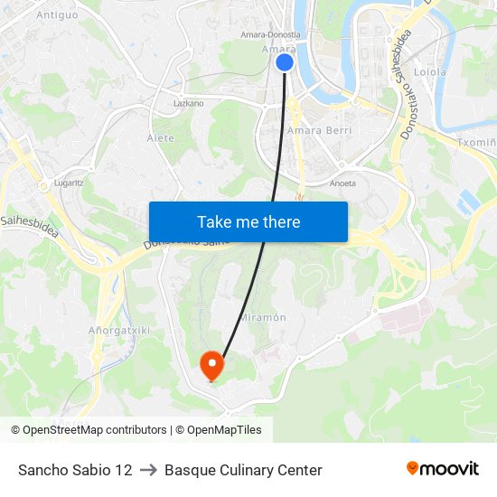 Sancho Sabio 12 to Basque Culinary Center map