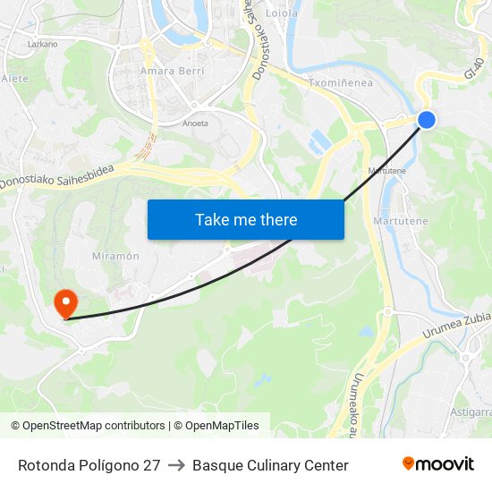 Rotonda Polígono 27 to Basque Culinary Center map