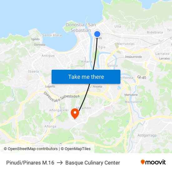 Pinudi/Pinares M.16 to Basque Culinary Center map