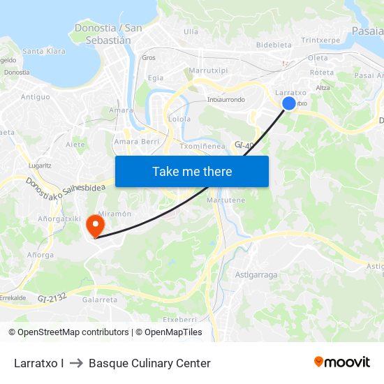 Larratxo I to Basque Culinary Center map