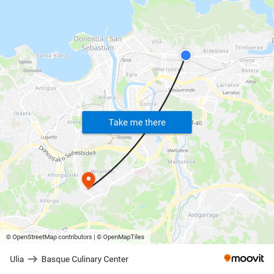 Ulia to Basque Culinary Center map