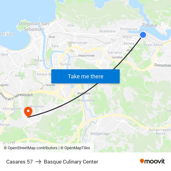 Casares 57 to Basque Culinary Center map