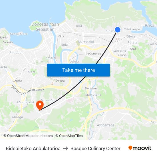 Bidebietako Anbulatorioa to Basque Culinary Center map