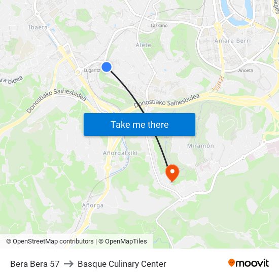 Bera Bera 57 to Basque Culinary Center map