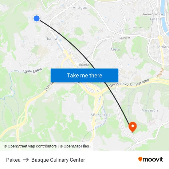 Pakea to Basque Culinary Center map