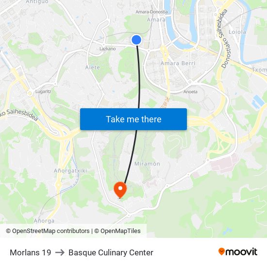 Morlans 19 to Basque Culinary Center map