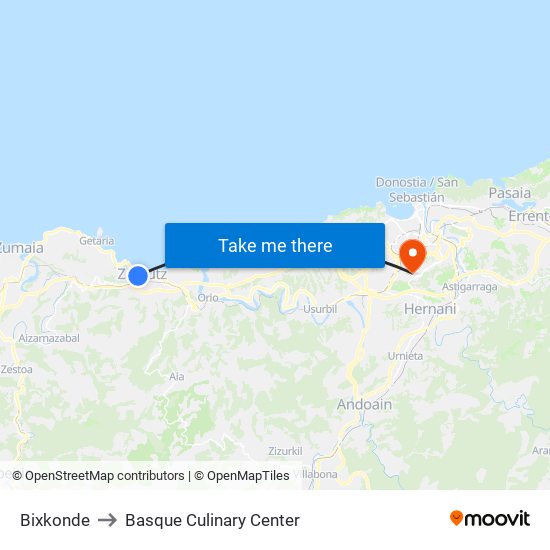 Bixkonde to Basque Culinary Center map