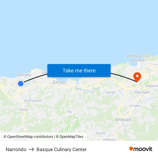 Narrondo to Basque Culinary Center map