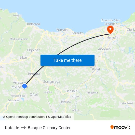 Kataide to Basque Culinary Center map