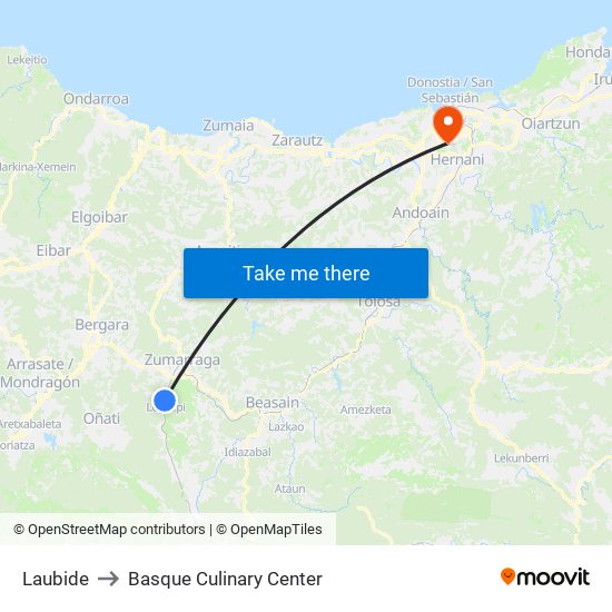 Laubide to Basque Culinary Center map