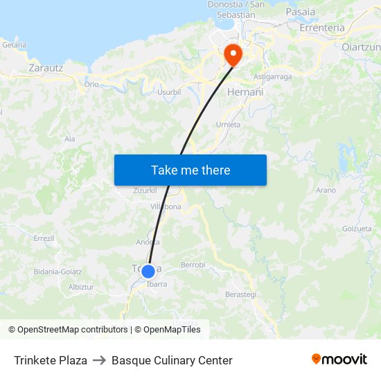 Trinkete Plaza to Basque Culinary Center map