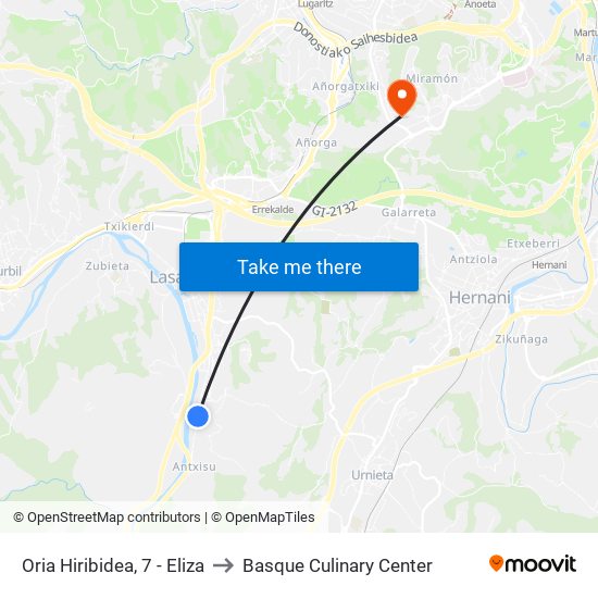 Oria Hiribidea, 7 - Eliza to Basque Culinary Center map